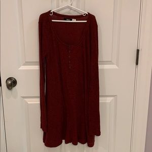 Burgundy button up sweater/dress